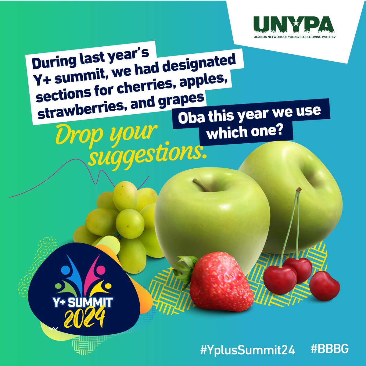 Oba this year we use which one, since last year we had cherries 🍒 , apples 🍎, strawberries 🍓,  and grapes 🍇. 

Drop your suggestions in the comment section. 

#YPlusSummit24 #BBBG