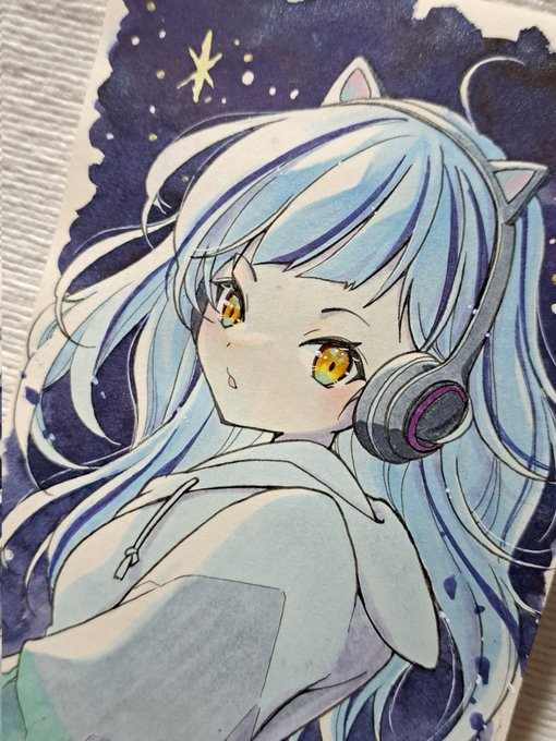 「blue hair grey hoodie」 illustration images(Latest)