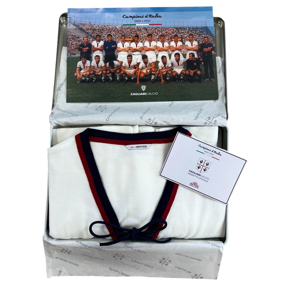 ⬜️| @CagliariCalcio Special Celebrating the club’s glorious 1969/70 season with a shirt inspired by the iconic one worn by the legendary team that became Italian champions. This looks superb, and comes with a great collector’s box too 🤌