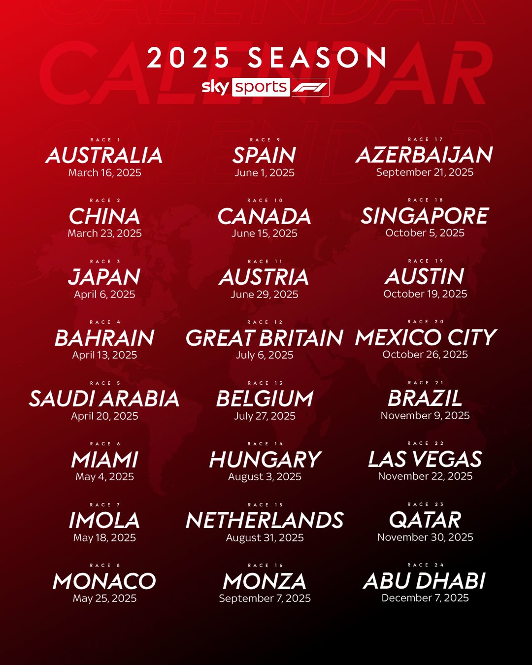 F1 2025 Calendar For Ipad