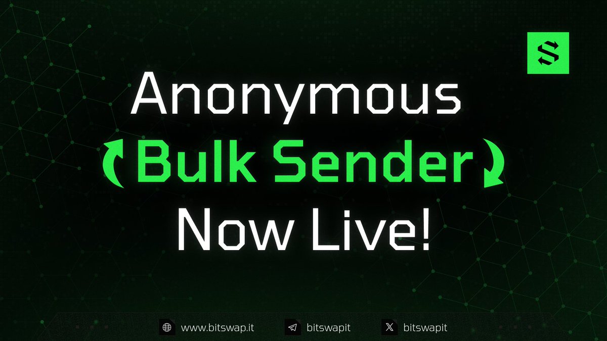 #BitSwap dApp Announcement! ✅

🕵️ Send, collect and transfer in BULK with full stealth.. the Anonymous Bulk Curator & Sender is now live, built on the foundation of the $BITS protocol! ♻️

🚨 Try it for yourself now at dapp.bitswap.it!