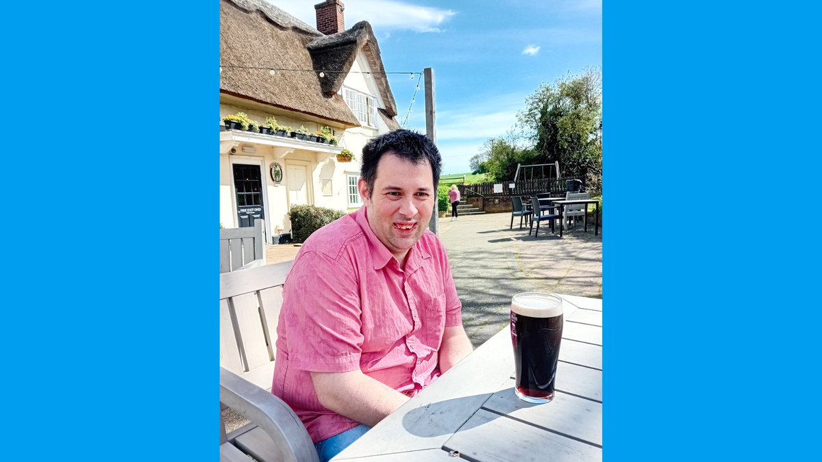 It’s FINALLY warm enough to sit outside! 😎☀️ Matt, who lives at our #Sudbury, Suffolk residential service Barleycombe, went to a nearby beer garden. No prizes for guessing his pint! #ProudToSupport