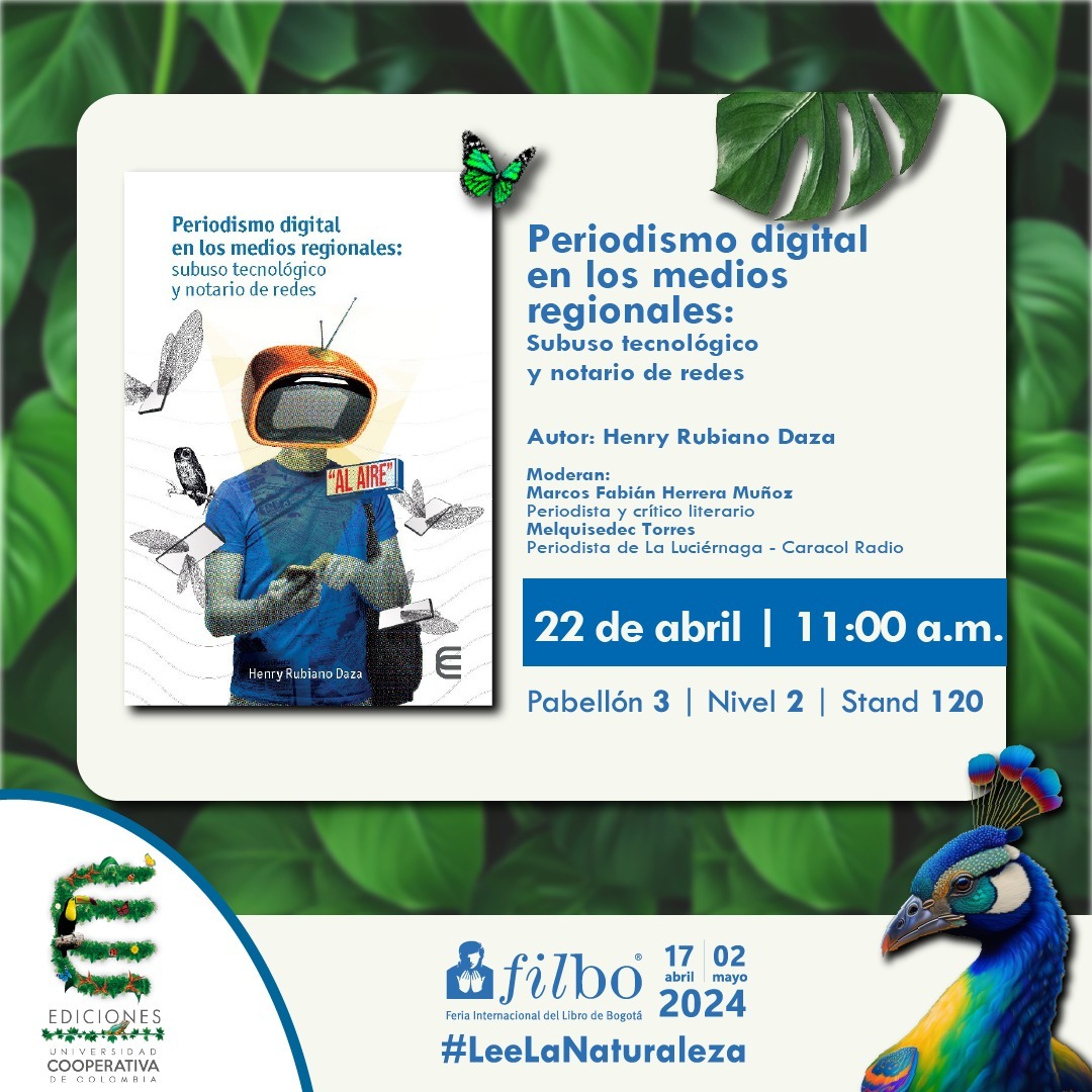 INVITADOS(AS) En la Filbo, Bogotá👇El libro es el resultado final de un tesis doctoral que dirigi en la <a href="/UniJaveriana/">Pontificia Universidad Javeriana</a> Felicitaciones al Doctor Henry Rubiano y éxitos con la publicación, una necesaria refexión sobre la transformación digital de los medios regionales👇<a href="/cascabel123/">henryrubianodaza@yahoo.com</a>