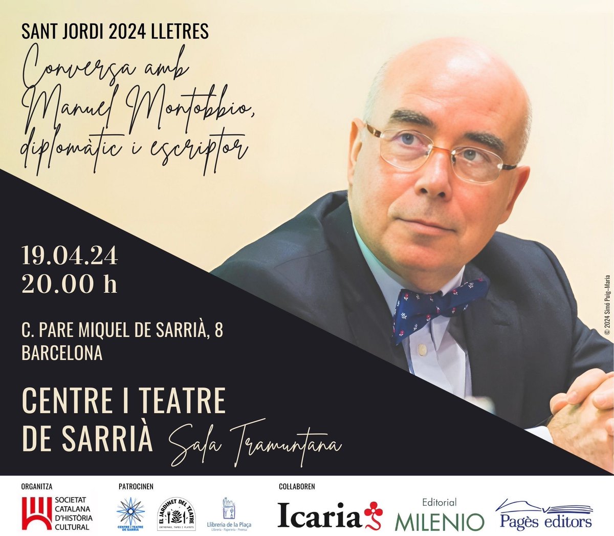 En @ManuelMontobbio serà el protagonista del Sant Jordi 2024 Lletres, organitzat per la Societat Catalana d’Història Cultural @histcultcat. L’esdeveniment tindrà lloc el divendres 19 d’abril, a les 20:00, al Centre i Teatre de Sarrià