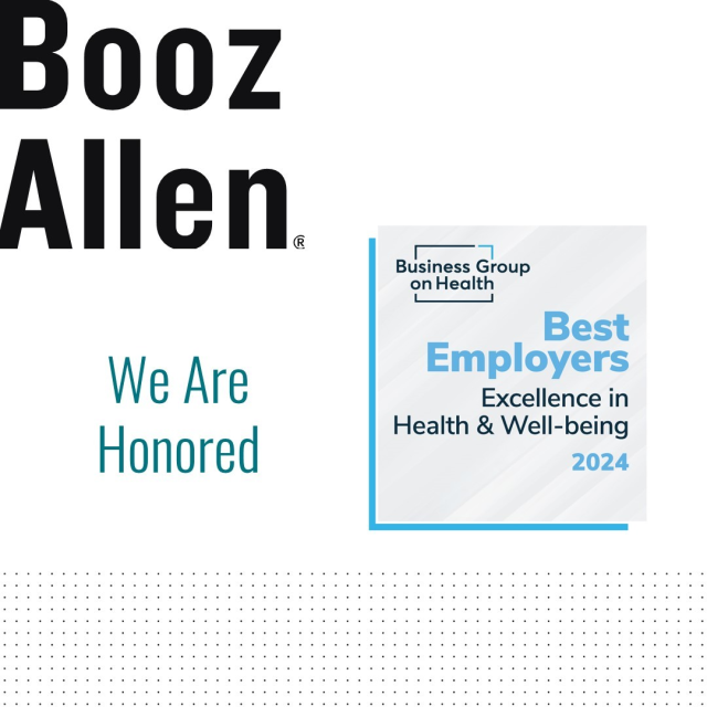 Working at #BoozAllen has lots of benefits — the company even just won an award for them! The Excellence in Health & Well-being Award from @BizGrpHlth recognizes our holistic wellness programs, benefits packages, and flexible culture. Learn more: bit.ly/3PUHp8b