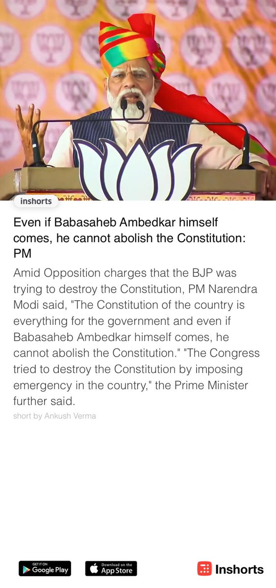 Someone tell him the Emergency was constitutional. Even if Babasaheb Ambedkar himself comes, he cannot abolish the Constitution: PM shrts.in/TXefu -via inshorts