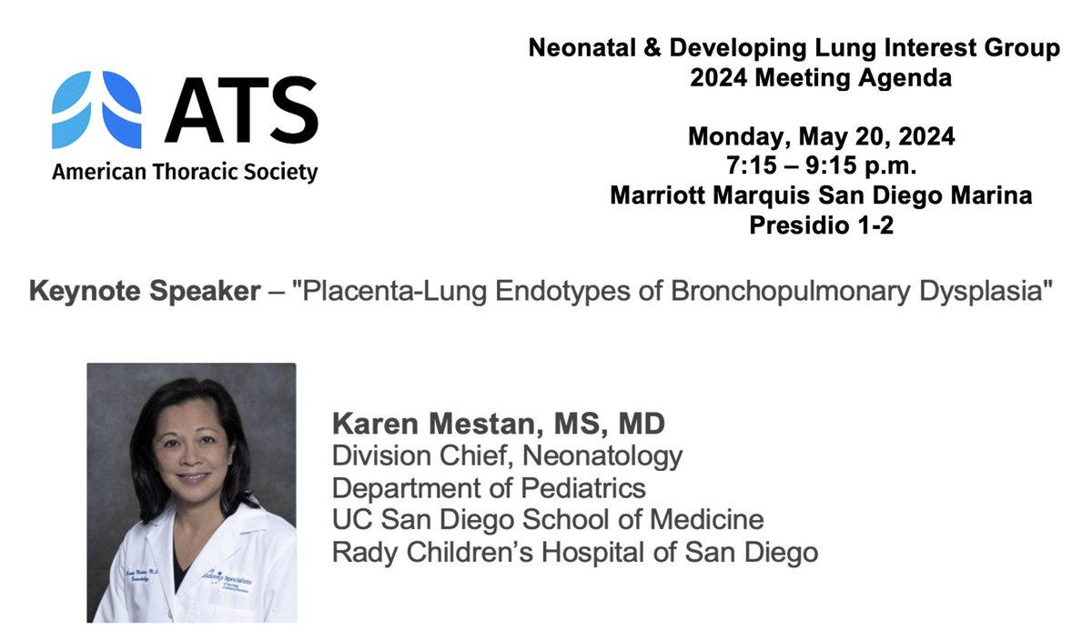Please join the Neonatal and Developing Lung Interest Group to network and learn.
<a href="/ATS_RCMB/">ATS_RCMB</a> <a href="/ATSPeds/">ATSPeds</a> <a href="/atsearlycareer/">ATS Early Career</a> @vitiellp