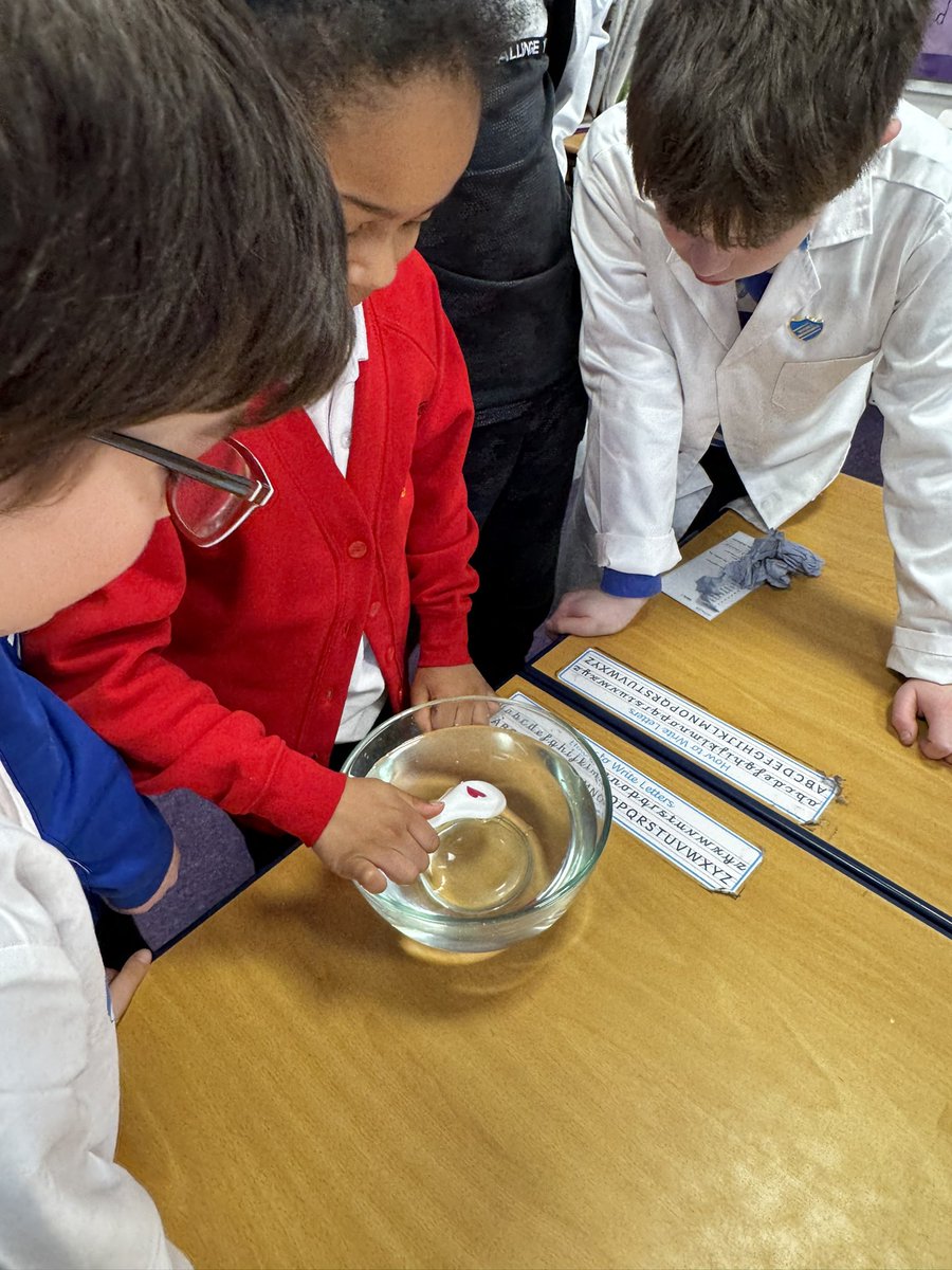 EastMortonCEP's tweet photo. Our Science Ambassadors asked the year 2 scientists “How can your writing float?” We then discovered that we can! @WeAreBDAT #ScienceatEM #CuriouserAndCuriouser https://t.co/kLrE9ptHEg