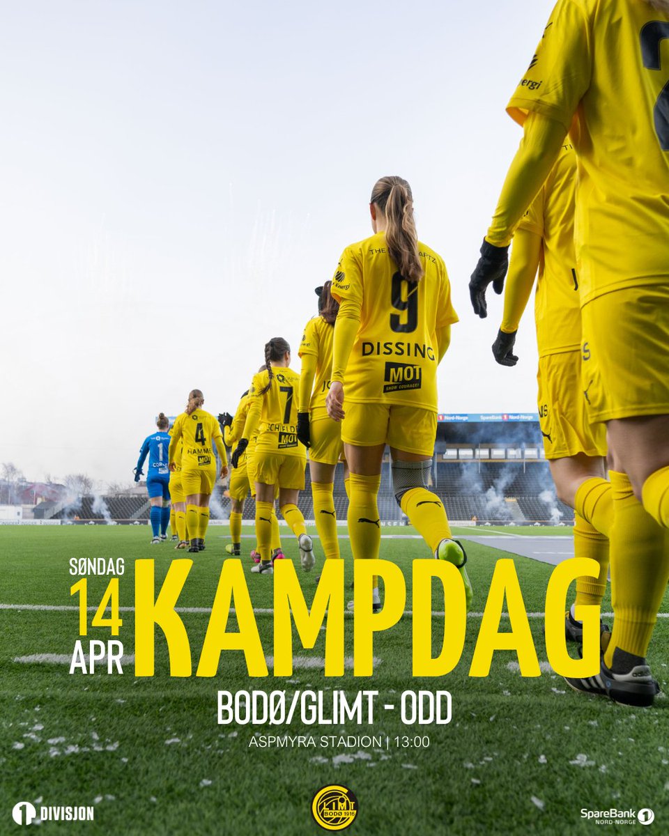 🏆 1. divisjon Kvinner 🆚 Odd 📅 14. april ⏰ 13:00 🏟 Aspmyra Stadion 🎫 Glimt.no/billetter 📺 TV 2 Play