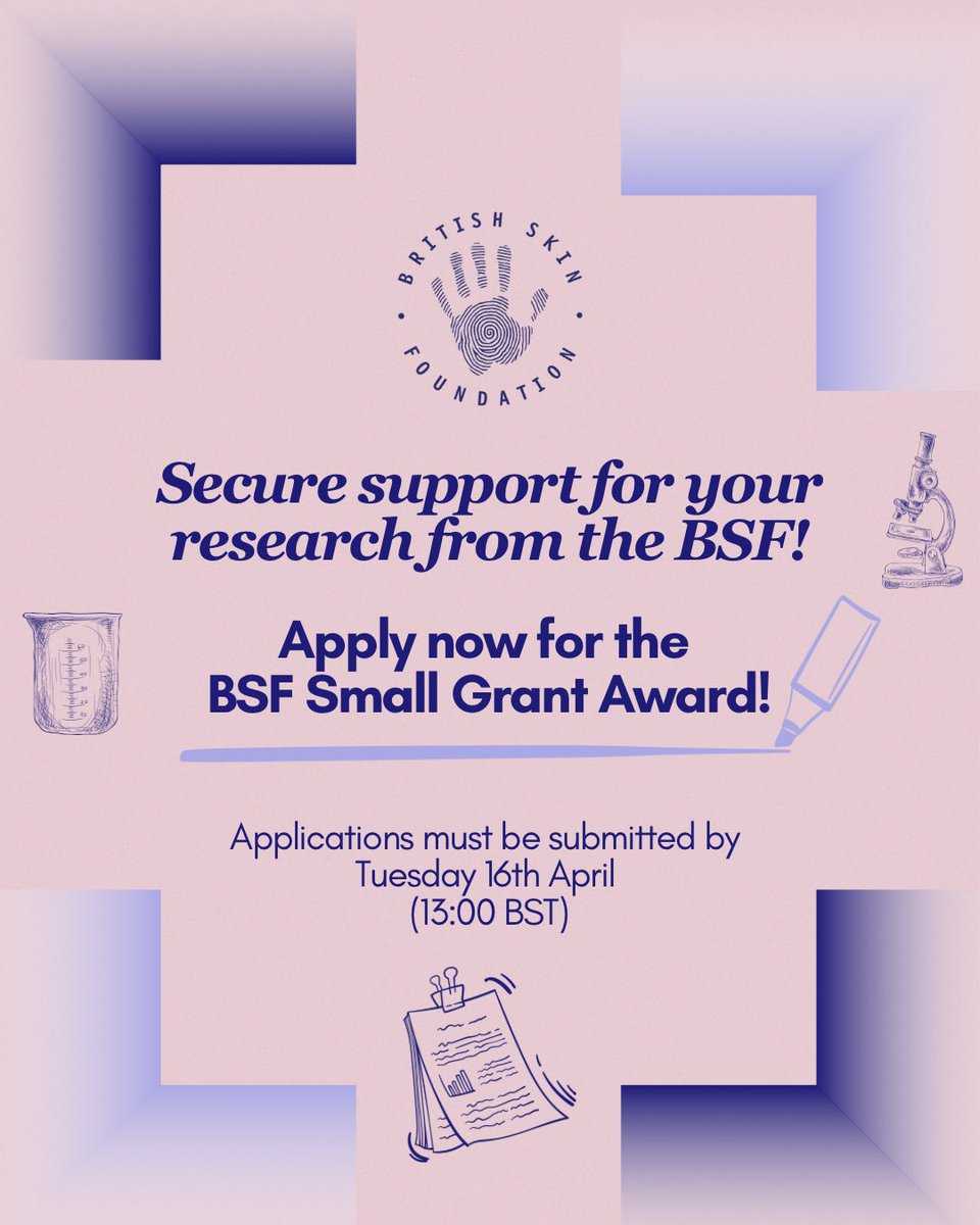Deadline closes 16th April! Apply now: britishskinfoundation.org.uk/small-grant-aw…