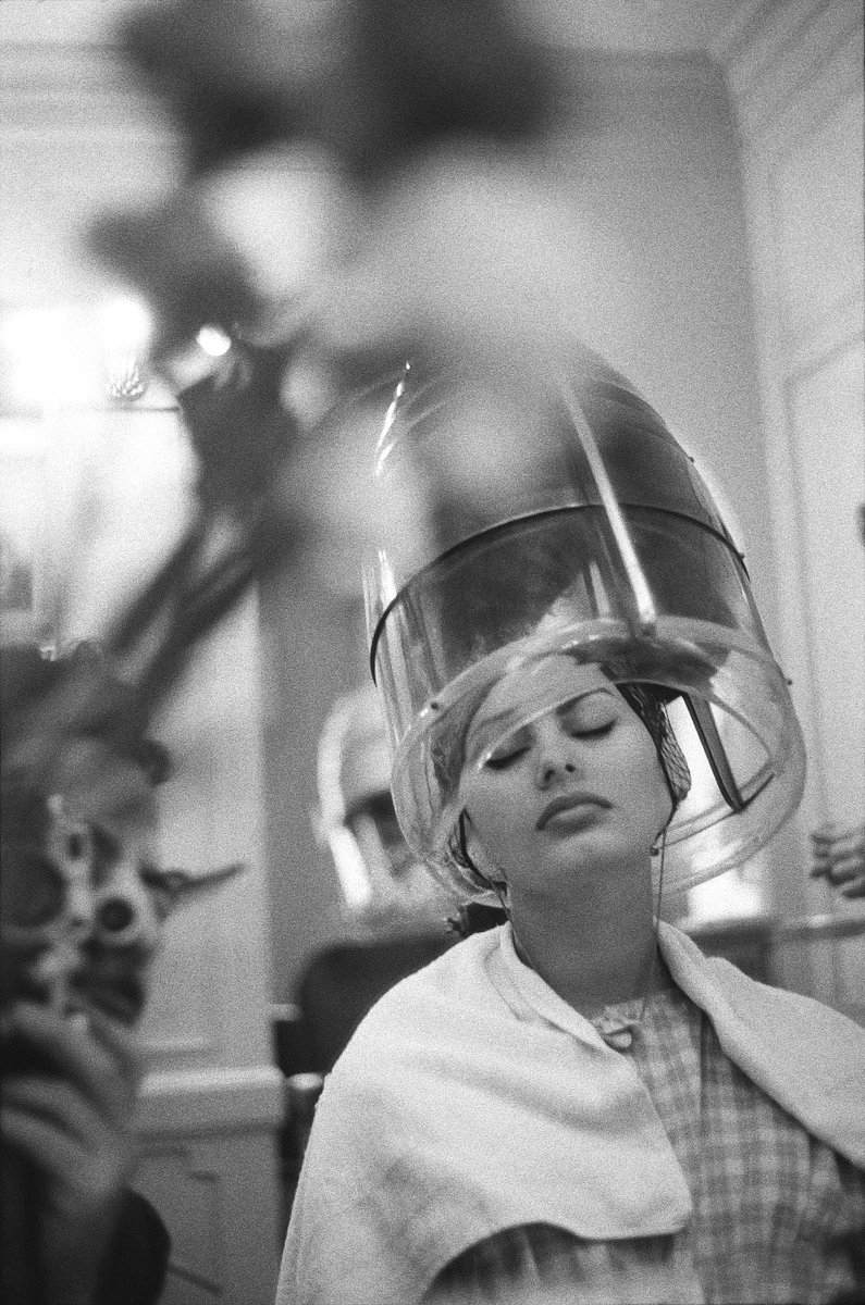 At the beauty salon with Sophia Loren, seemingly enjoying an erotic reverie under the hairdryer. #SophiaLoren #sexgoddess #lobotomyroom #italianactress #oldshowbiz #kitsch #glamour #internationalsexkitten #beautysalon #hairdryer