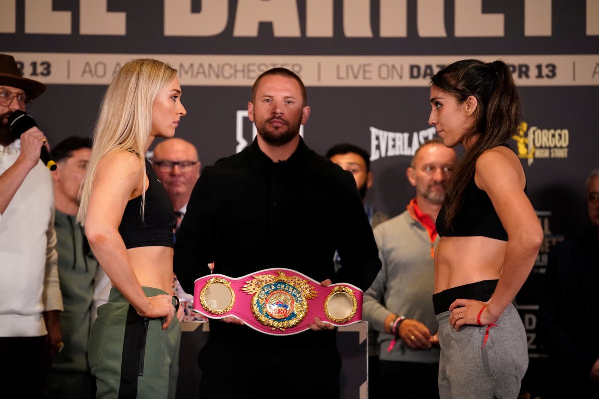 Weigh-in’s complete ✅ 👊Ellie Scotney 🇬🇧 Vs Ségolène Lefebvre 🇫🇷 for the IBF and WBO World Female Super Bantam Titles 👊Rhiannon Dixon 🇬🇧 and Karen Elizabeth Carabajal 🇦🇷 for the vacant WBO World Female Light Title Live tomorrow night on @DAZNBoxing 📸Dave Thompson/Matchroom