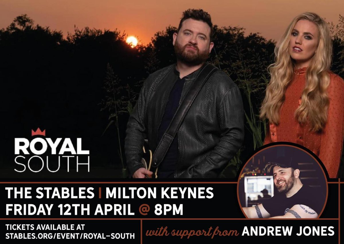 MILTON KEYNES… tonight’s the night 🎶 We can’t wait to see @WeAreRoyalSouth supported by Andrew Jones (@AndrewJonesMusi) tonight @StablesMK There are a few tickets left stables.org/boxoffice/tick… #LiveMusic