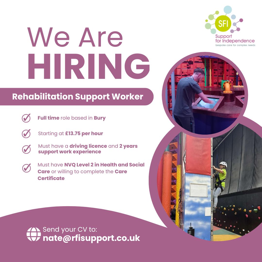 🌟 Attention Support Workers in Bury 🌟

#JobOpening #SupportWorker #HealthcareJobs #BuryJobs #JobOpportunity #NowHiring #Careers #BrainInjurySupport #SocialCare #CareerOpportunity #Rehabilitation