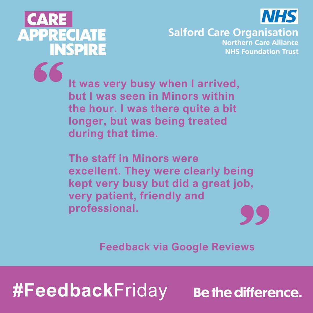 🙌 It's a fantastic #FeedbackFriday shout-out for colleagues in our Minor Injuries Unit this week! Thank you for your efforts in delivering this positive #PatientExperience with care and compassion.