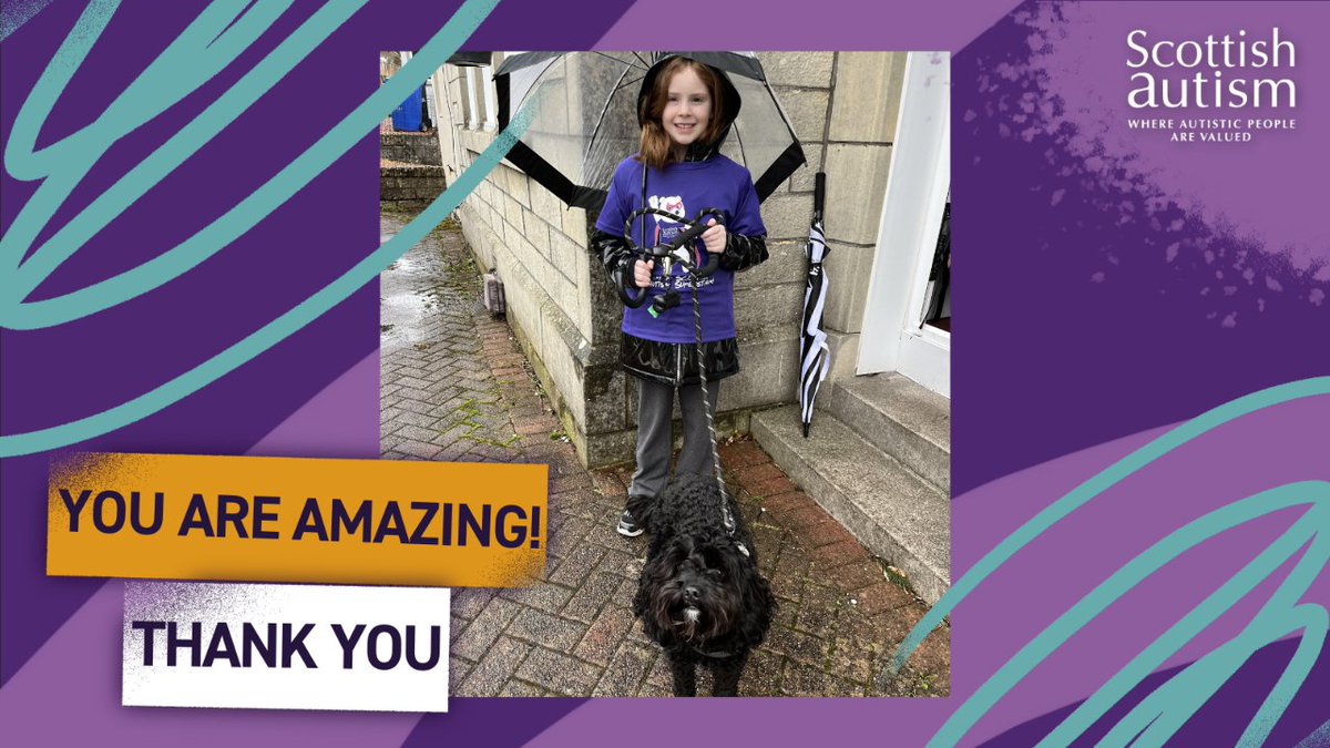 A huge thank you to Aoife (and her dog, Max!) who raised £220 for Scottish Autism and achieved her Brownies Charities badge by walking 5km for five days! This will help to develop support services for autistic people and their families across Scotland.