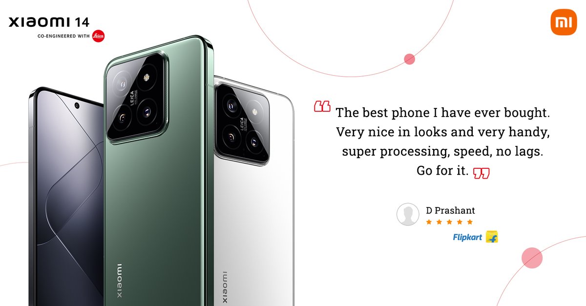 From its sleek design to its lightning-fast processor and lag-free experience, #Xiaomi14 is designed to impress.  

We're glad you're loving it!

Upgrade to Xiaomi 14 today: bit.ly/-Xiaomi14
#SeeInNewLight #Xiaomi14Series