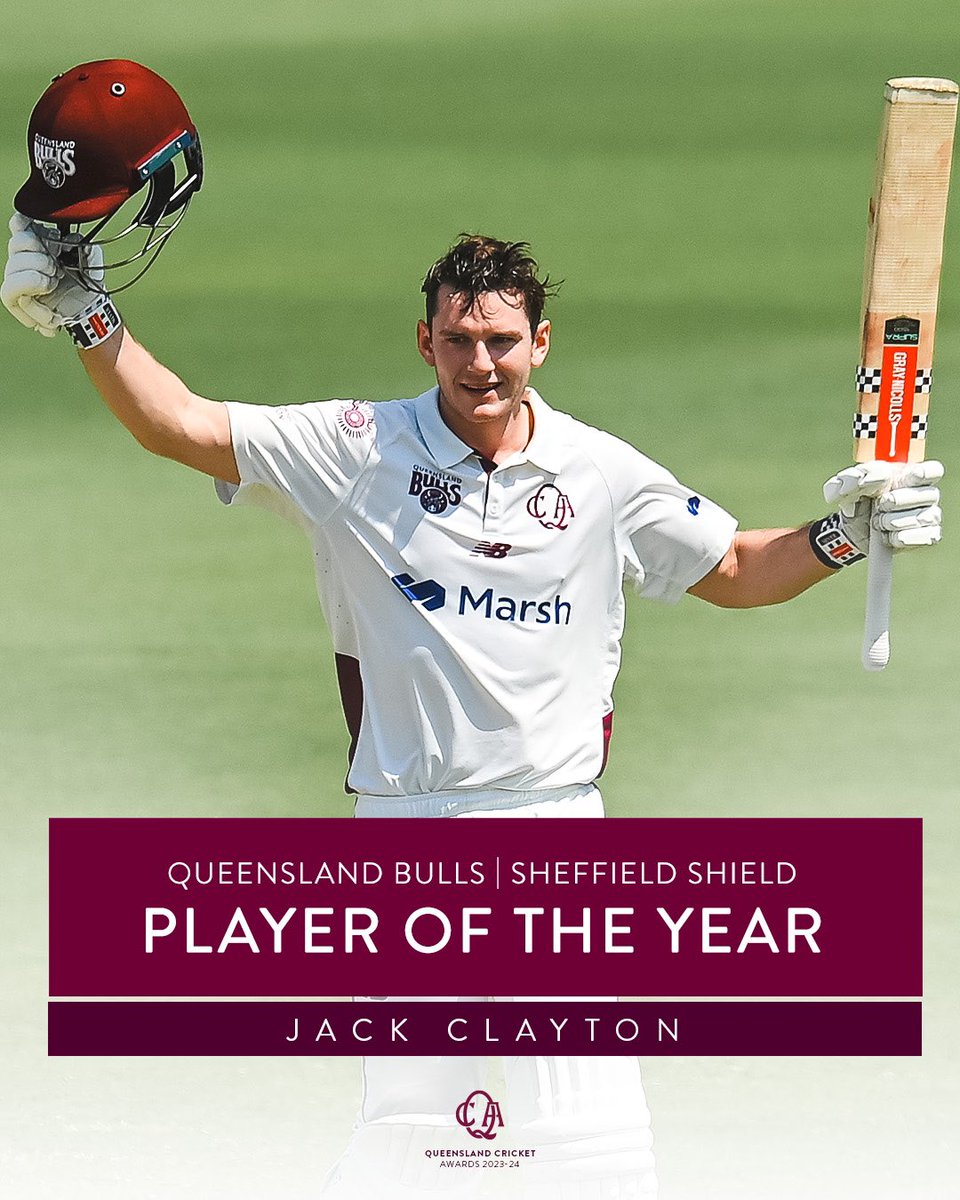 Queensland’s #SheffieldShield Player of the Year, Jack Clayton! 👏 #MaroonGrown #QCAwards24