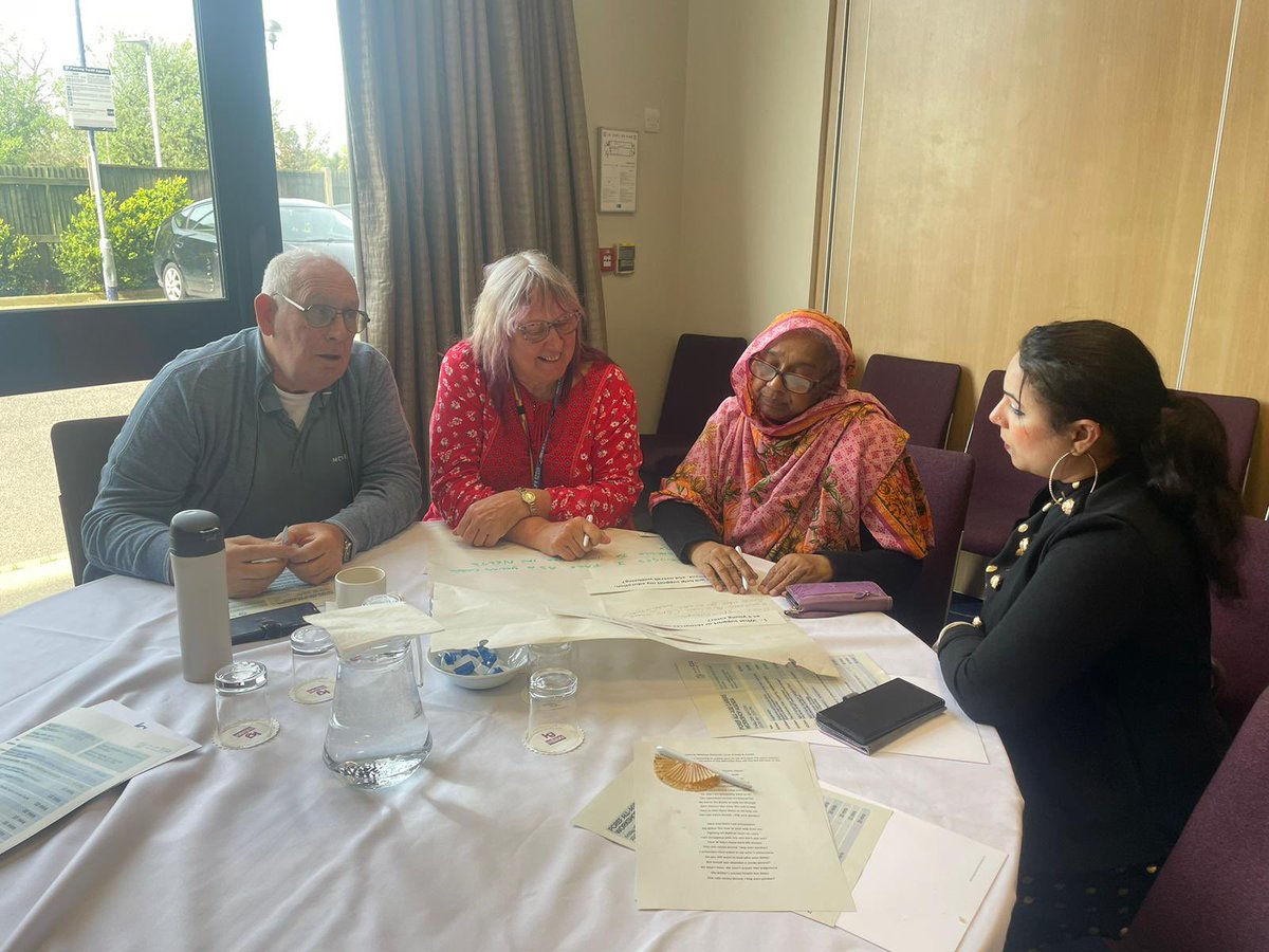 Some of our PCREF workshop attendees discussing questions such as: 🔵What support could help me as a young carer? 🔵What would support my education, development and overall wellbeing? 🔵What challenges do I face that could be included in NELFT’s carers strategy?