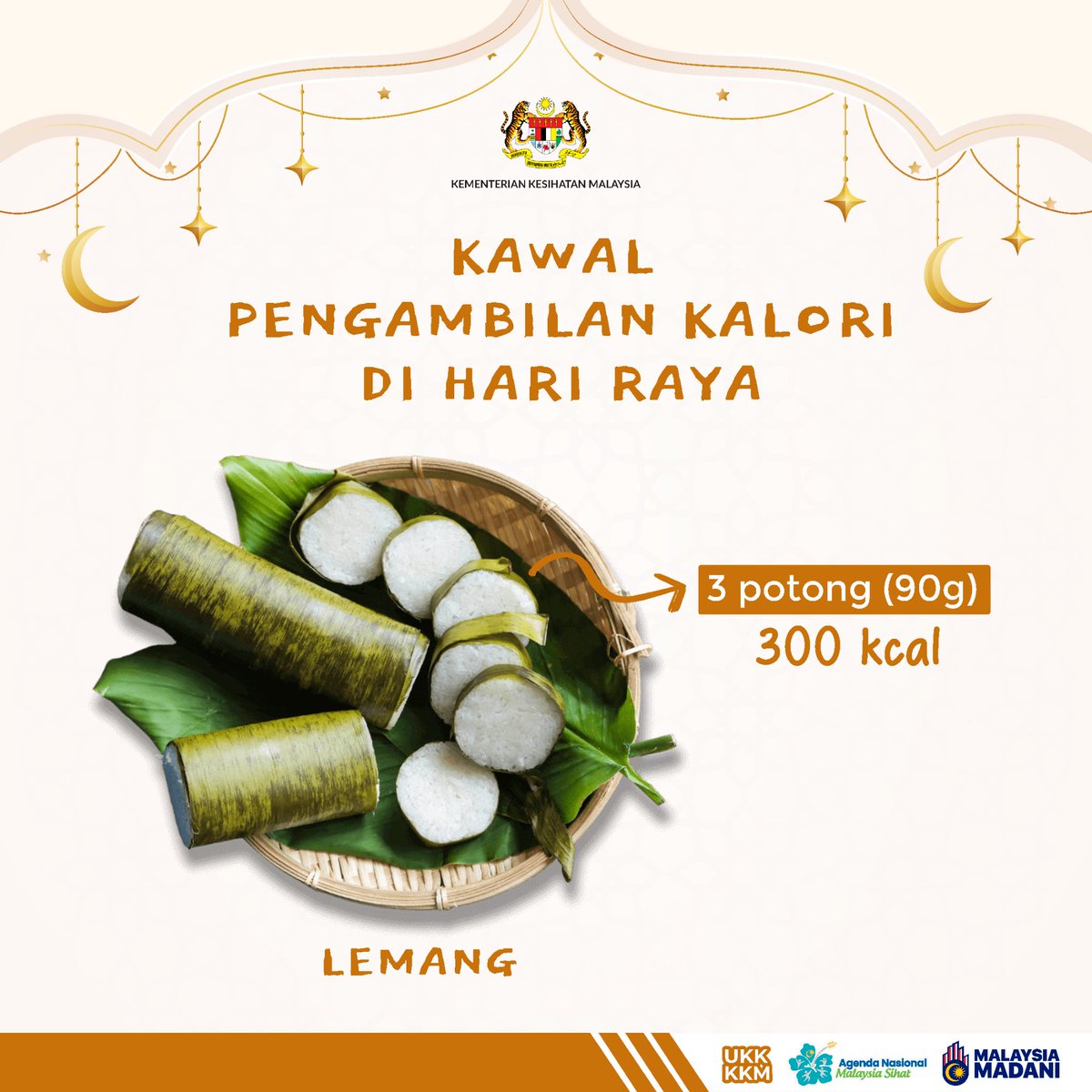 Sedapnya menikmati juadah lemang semasa musim perayaan ini. Jom ketahui kalori dalam tiga potong lemang. Kekal bersederhana. Selamat Hari Raya ✨🌙