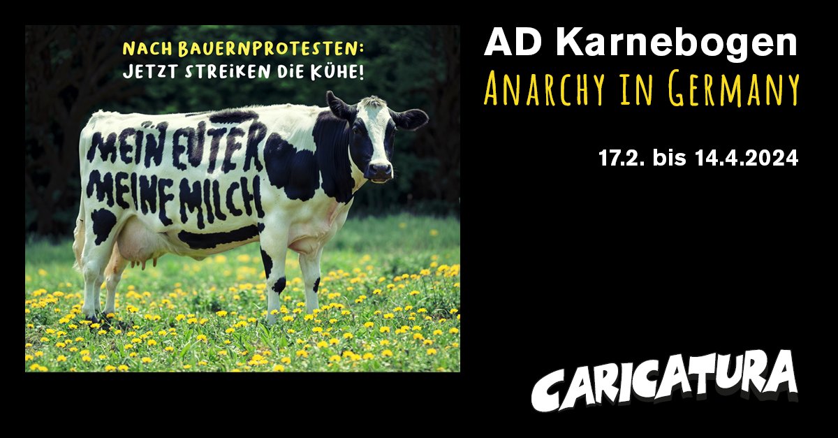 Letzte Chance an diesem Wochenende! Nur noch bis Sonntag ist die Ausstellung »Anarchy in Germany« mit Werken von AD Karnebogen in der Caricatura Galerie zu sehen. Nicht verpassen!

caricatura.de/ad-karnebogen/

#adkarnebogen #anarchy #germany #german #milch #kuh #cartoons #caricatura