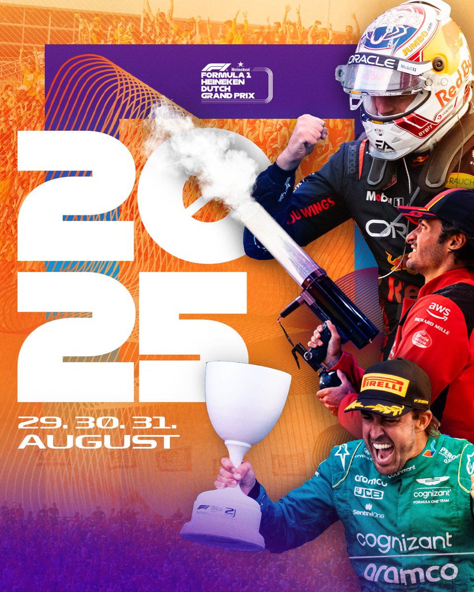 More orange madness incoming in 2025🧡 Want to be there? Sign up for the #DutchGP 2025 ticket alert at dutchgp.com/en/ticket-aler… and be the first to get notified about the ticket sale! 🇳🇱 29 - 31 August 2025 #DutchGP #F1 #LinkInBio