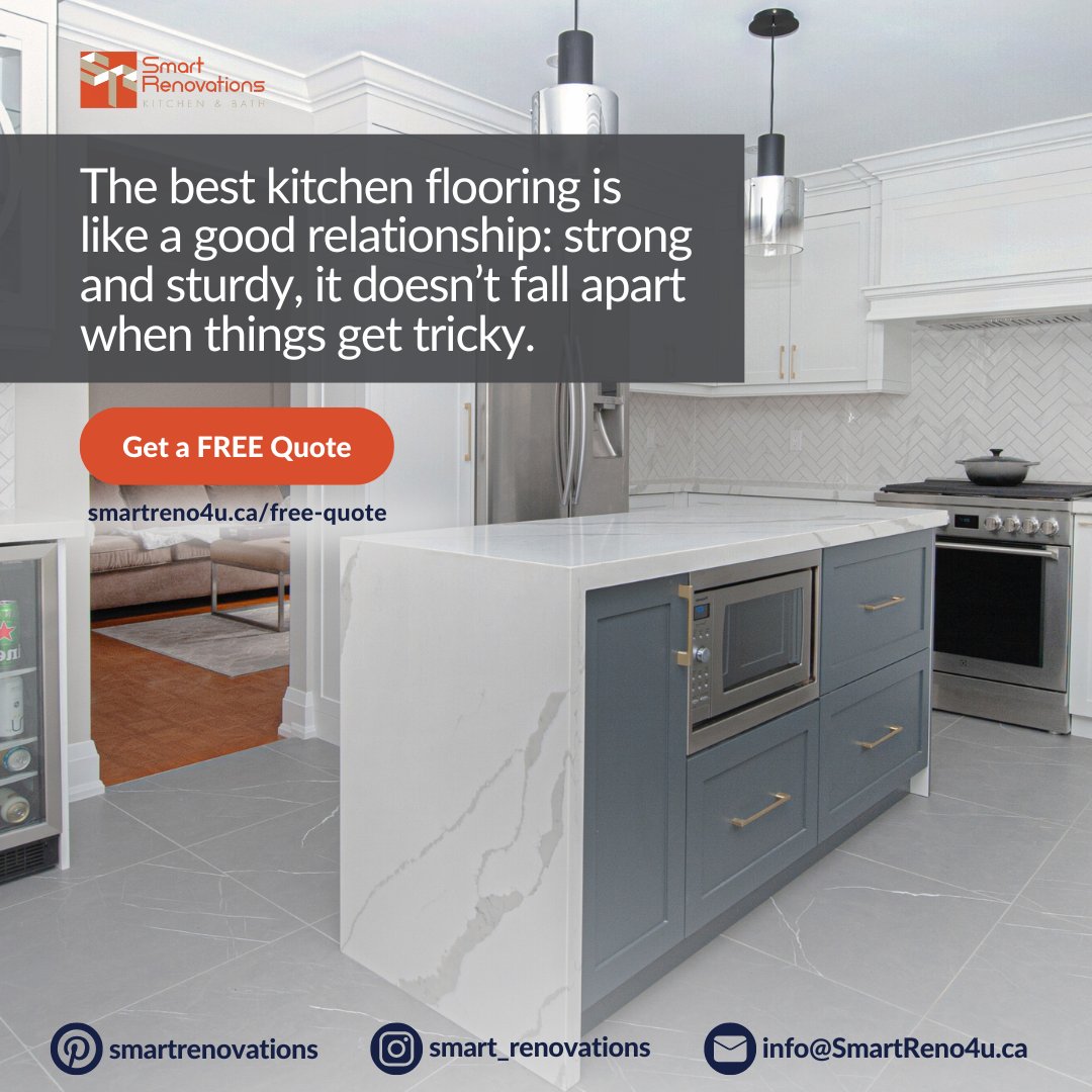 The best kitchen flooring is like a good relationship: strong and sturdy, it doesn't fall apart when things get tricky.