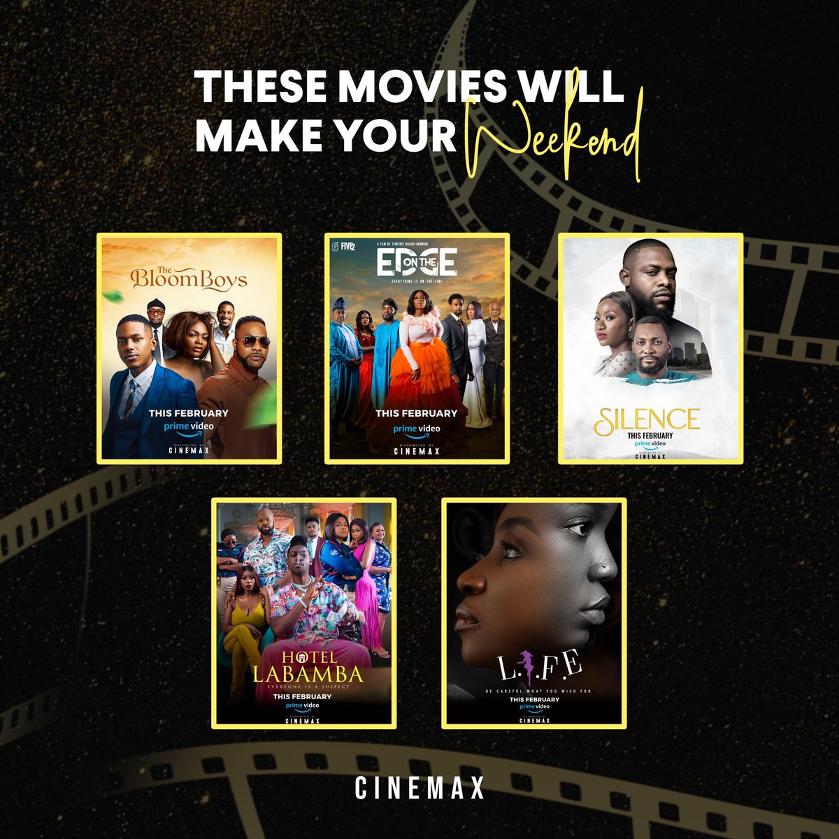 What are your plans for the weekend 😎 Streaming these movies will definitely make your weekend 😉 All movie streaming on @primevideonaija Movies distributed by @cinemaxng . . #cinemaxng #cinemaxdistribution