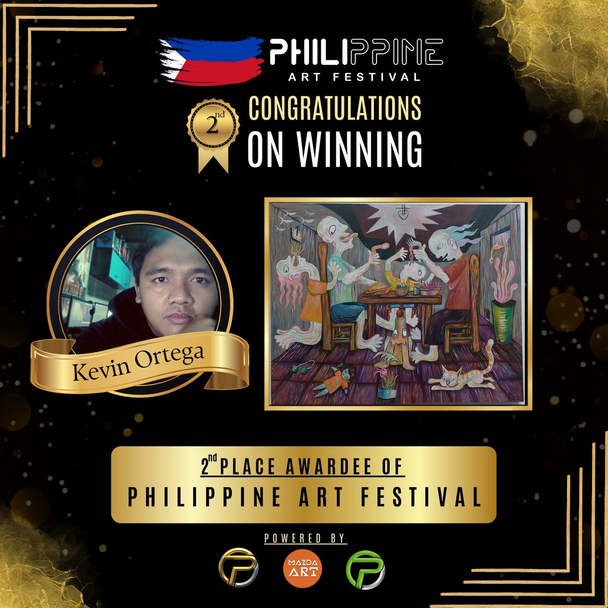 Congratulations Kevin Ortega!

#PhilippineArtFestival #Artfestival #artevent #artfest #artists #Filipinoart #Filipinoartists #Filipino #ArtinPhilippines #Philippines #Philippineartist #celebratingart #artists #artist