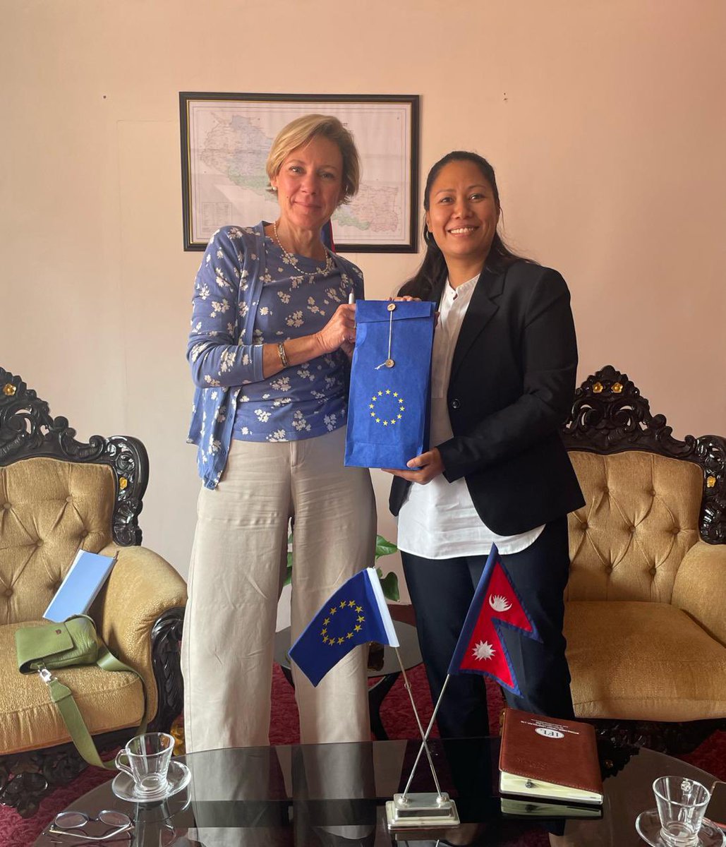 Great to meet Minister of Education today and have an opportunity to explain 🇪🇺long term support to education in Nepal. @SumanaShrestha @eu_eeas @EU_Partnerships