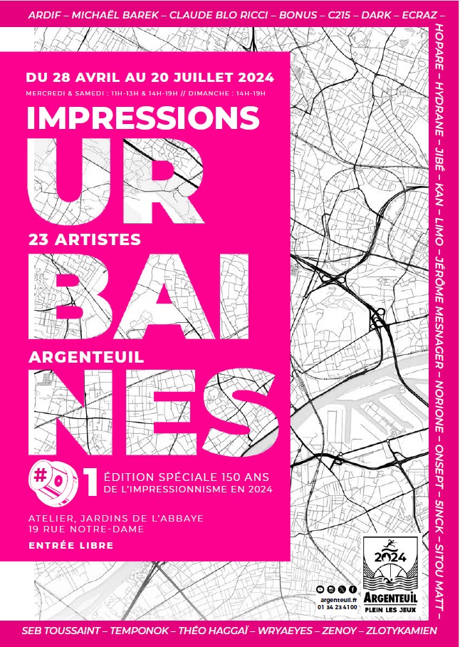 // IMPRESSIONS URBAINES Ne manquez pas l'exposition événements réunissant 23 artistes d'art urbain ayant contribués au musée à ciel ouvert d'Argenteuil ! 🔽