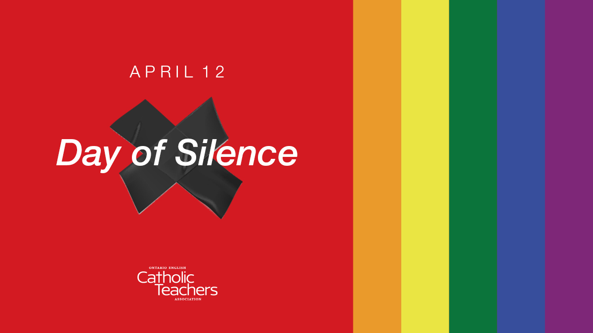 Today is the #DayOfSilence – where we join in protesting the hate &amp; discrimination that makes 2SLGBTQIA+ communities feel silenced &amp; unheard.
 
Today, &amp; every day, #CatholicTeachers work to foster safe spaces in #onted classrooms to champion a brighter &amp; more inclusive future!🌈