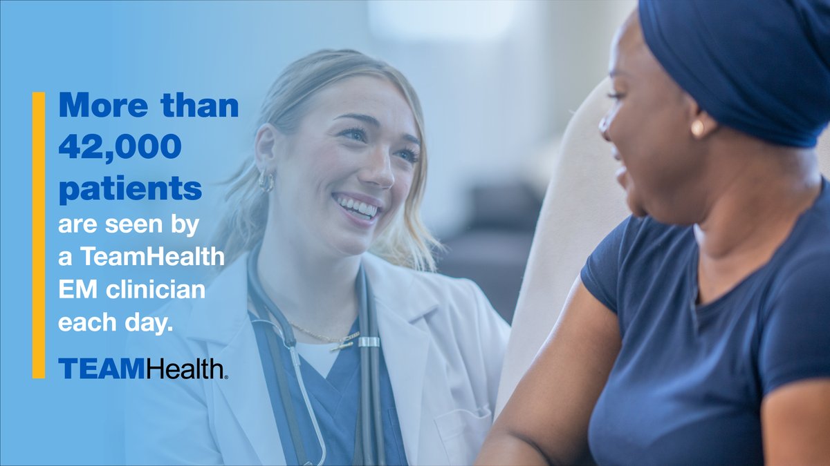 For more than 40 years, TeamHealth clinicians have provided much-needed support in emergency rooms across the country. More than 42,000 patients are seen by a TeamHealth EM clinician each day. Learn more about our emergency medicine services: bit.ly/3S3V3Ig