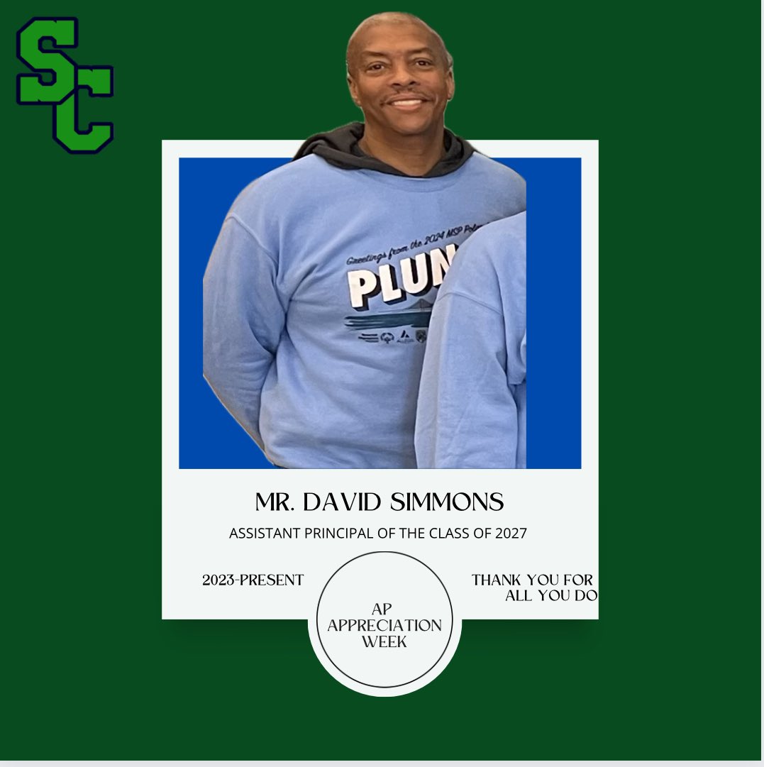 Today we recognize Mr. Simmons. Since joining us in the fall, he has easily become part of the Spartan Nation. His support for students and teachers alike is just one of the many reasons why he has become an integral part of our school. Thank you. <a href="/StCharlesHS/">St Charles High School</a> @SchsSathletics