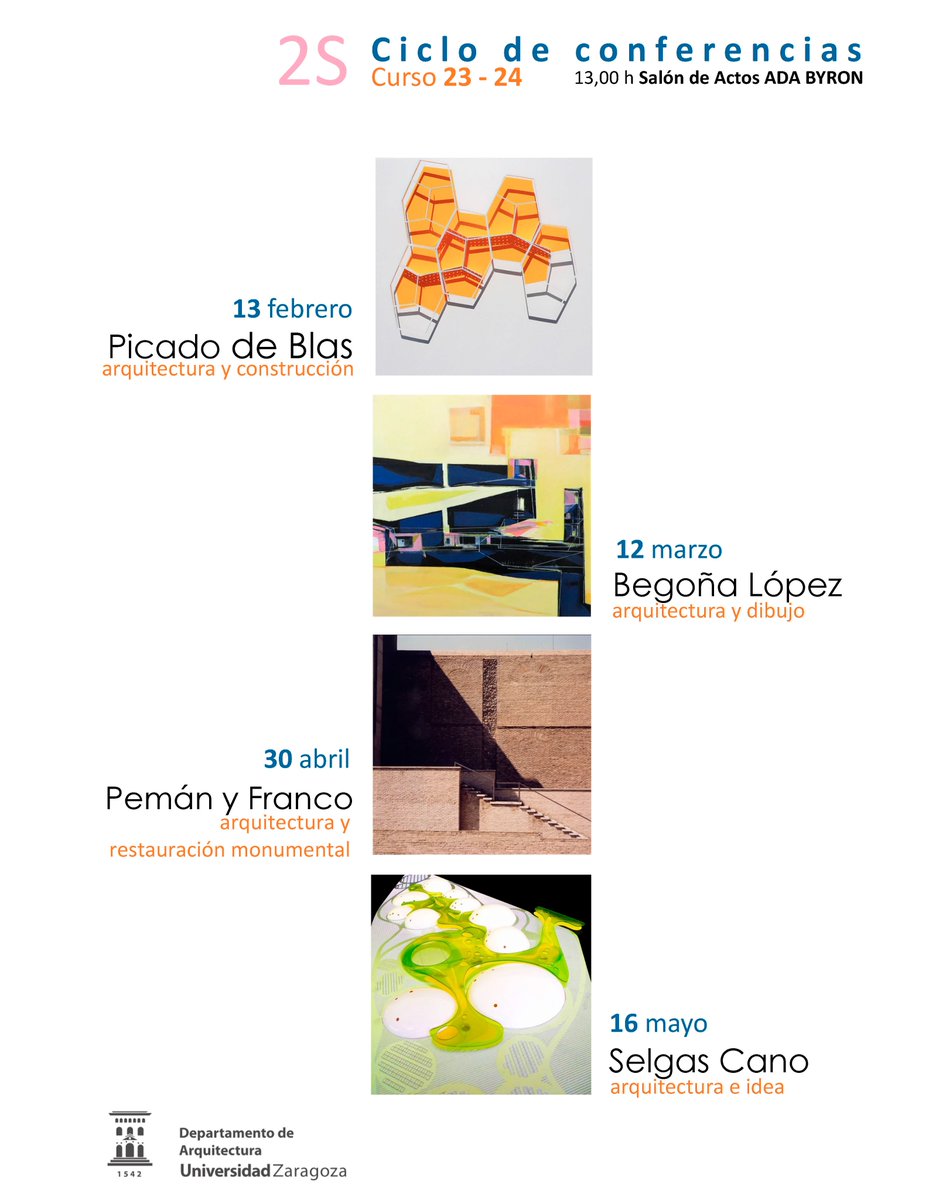 Compartimos el cartel actualizado del ciclo de Conferencias de este Semestre. Las próximas conferencias tendrán lugar el 30 de abril, a cargo de Pemán y Franco, el 16 de mayo, a cargo de Selgas y Cano. Como siempre, a las 13h en el edificio Ada Byron.