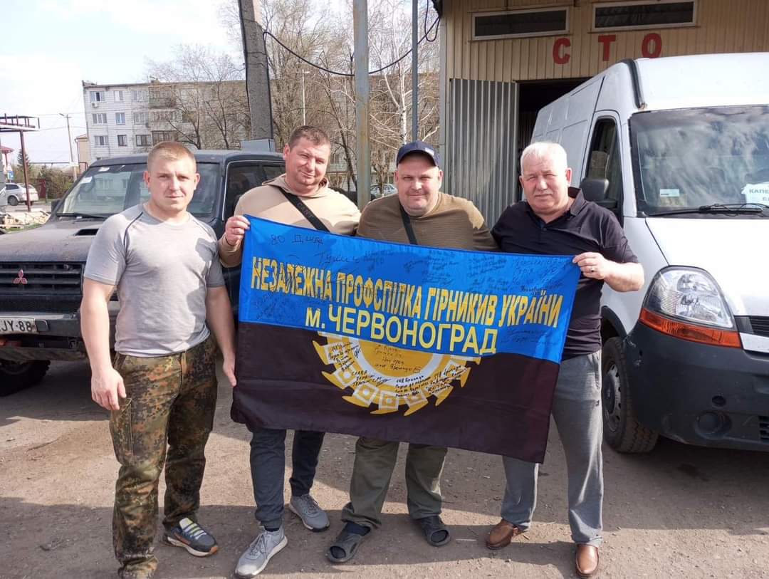 Leaders of the Independent Trade Union of Miners of Ukraine from Lviv Oblast have returned from Donetsk region after a mission. They delivered disguised nets, medicines, products, building materials, and more to miners and workers bravely defending #Ukraine