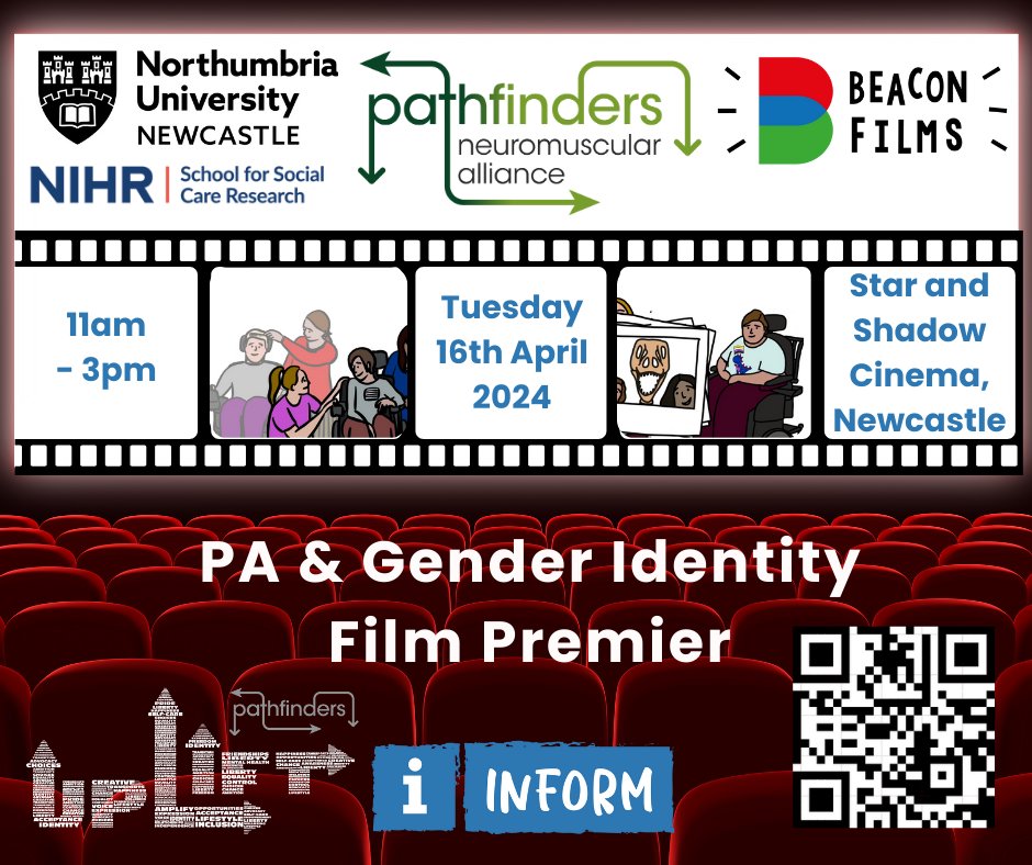 UpLift INFORM IRL - PA & Gender Identity Film Premier 📆 Tuesday 16th April ⌚ 11:00 - 15:00 📍 Star and Shadow Cinema in Newcastle 💷 FREE - lunch included 📝 Sign up - tinyurl.com/2tyjs9c4 Premiering animations created from ideas in the filmmaking workshop held in August.
