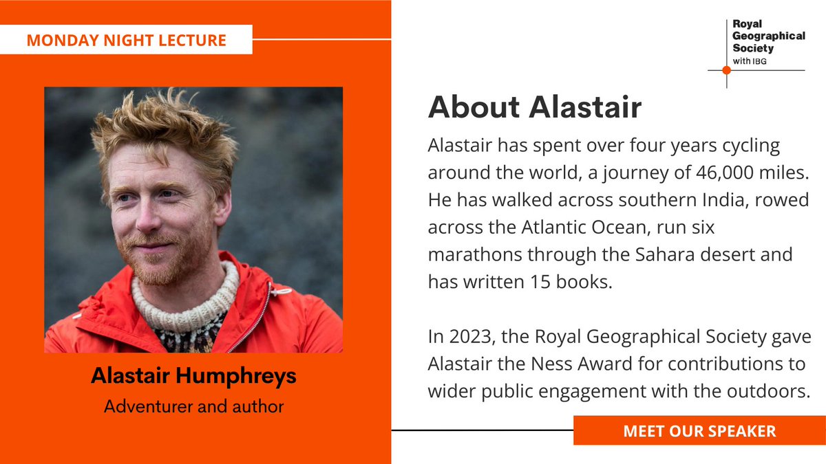 How familiar are you with your local area? On Monday, global traveller @Al_Humphreys will reflect on his appreciation for local exploration🗺️ 📍Society or stream online: rgs.org/events/upcomin…