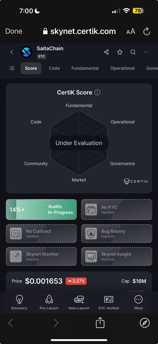 Certik audit at 14% now for #saitachain. Lfg