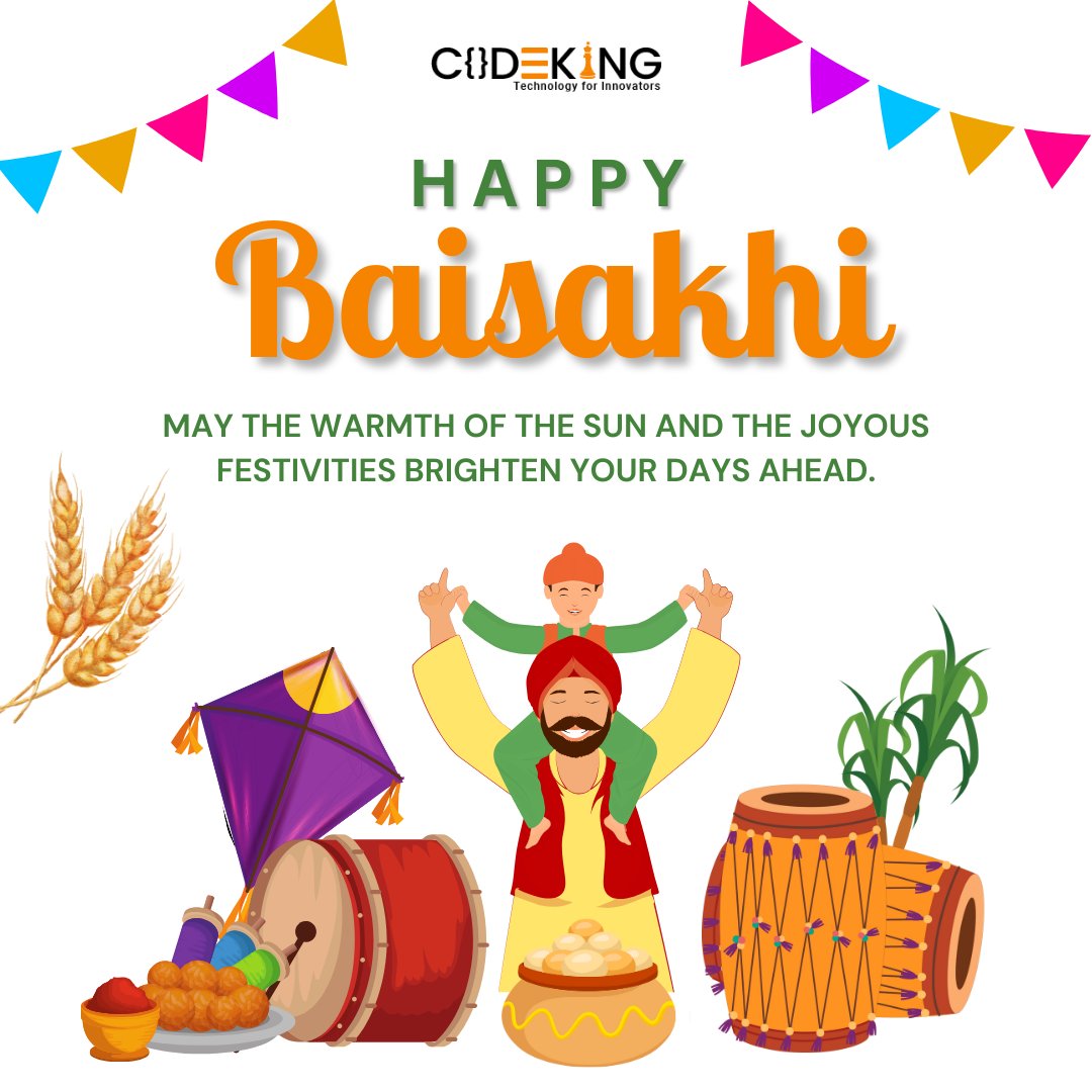 Happy Baisakhi to all celebrating! May this joyous festival bring prosperity, and happiness into your life. Let's dance to the tunes of harvest & new beginnings! 🌾🌟 . . #baisakhi #festivalofharvest #newbeginnings #celebrationtime #harvestseason #indianfestival #codeking