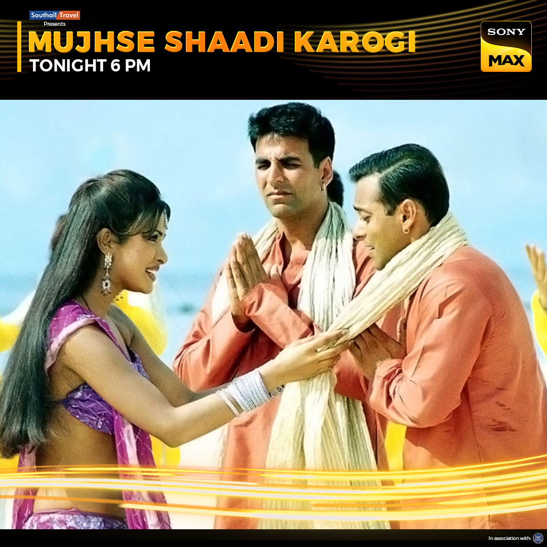 Sameer and Sunny compete against each other to win Rani's love, whom shall she choose? Find out tonight? Catch #AkshayKumar and #SalmanKhan's #MujhseShaadiKarogi tonight at 6pm only on #SonyMaxUK #SonyMax #PriyankaChopraJonas #DeewanaBanaDe #WeekendBinge