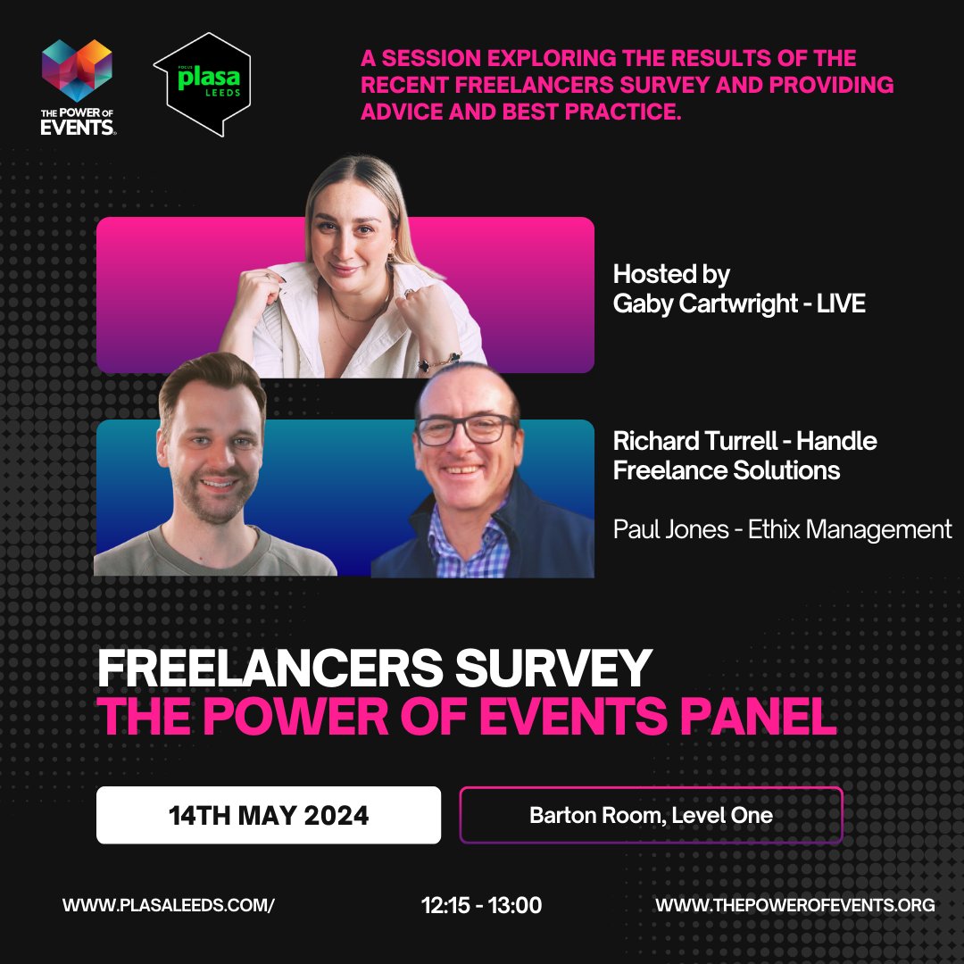 Catch our Gaby at PLASA Leeds next month – dishing the scoop on our 'Hidden Side of Freelancing' survey. Can't wait! 🤠🤠