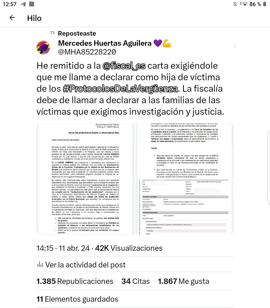 🌟Hoy soy yo la que quiero felicitar y dar las gracias a todas las personas que me estáis ayudando con RT, este logro es de todos y si conseguimos Justicia es para la sociedad en general, no solo para las 7291, por justicia social extensible a todo el territorio, todas iguales 💪