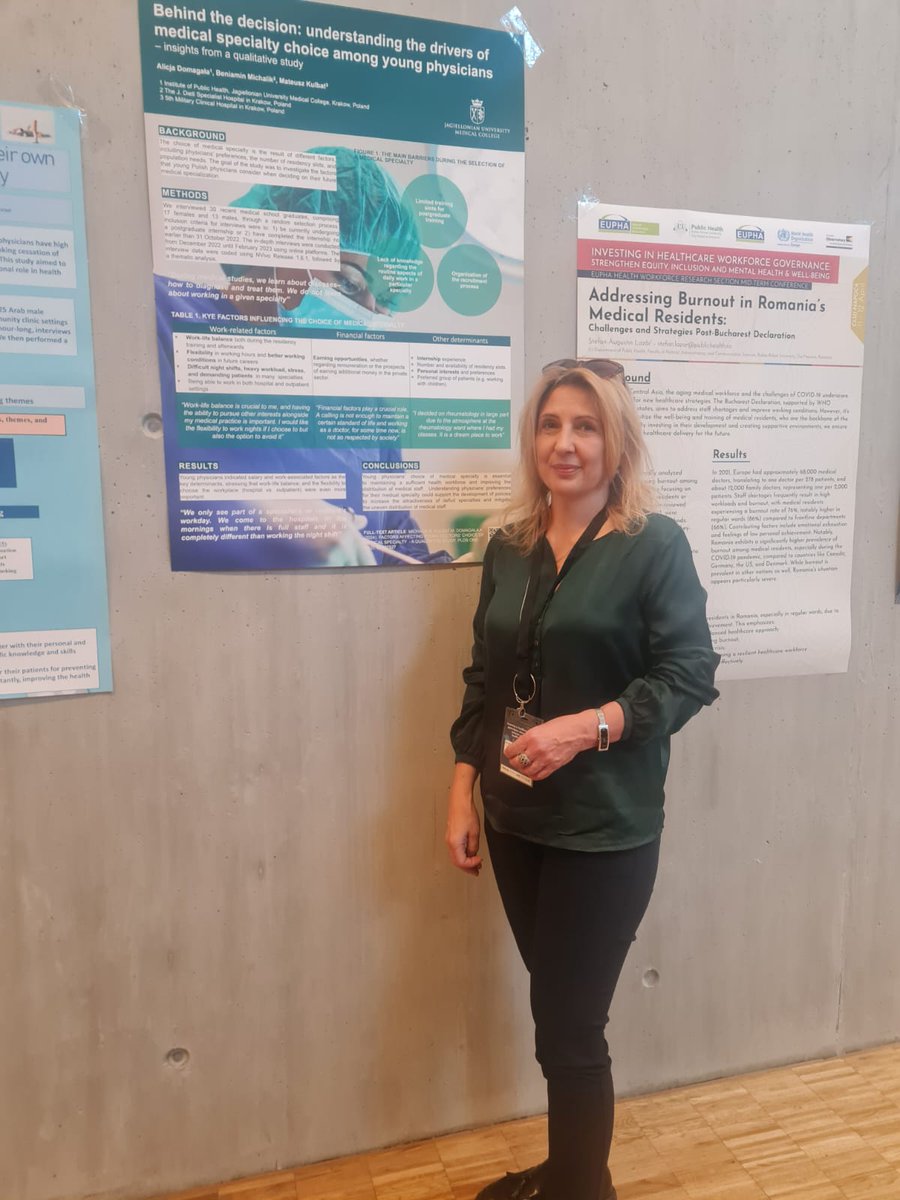 DomagaAlicja's tweet photo. EUPHA Health Workforce Section Conference. Investing in healthcare workforce governance. Cluj Napoka, 11-12 April and our poster on drivers of medical specialty choice among young doktors.@EUPHActs  @IZPwKrakowie @Michalik_Ben https://t.co/I2v4yBRpwD