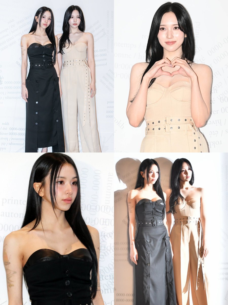 godmitzu's tweet photo. MINA AND CHAEYOUNG LOOK SO GORGEOUS AT THE ROKH H&amp;M COLLAB EVENT! https://t.co/NP9pvvn4u5