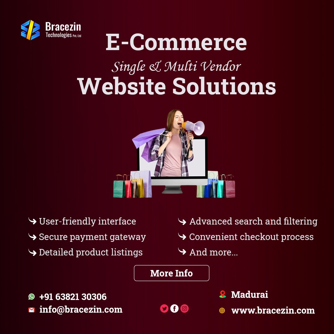 Ready to Sell Online? 🛍️💰 Take your business to the next level with a custom Ecommerce site tailored to your brand. Seamlessly showcase your products and reach a wider audience. #EcommerceWebsite #OnlineShop #EcommerceSolutions #BusinessGrowth
#bracezintech