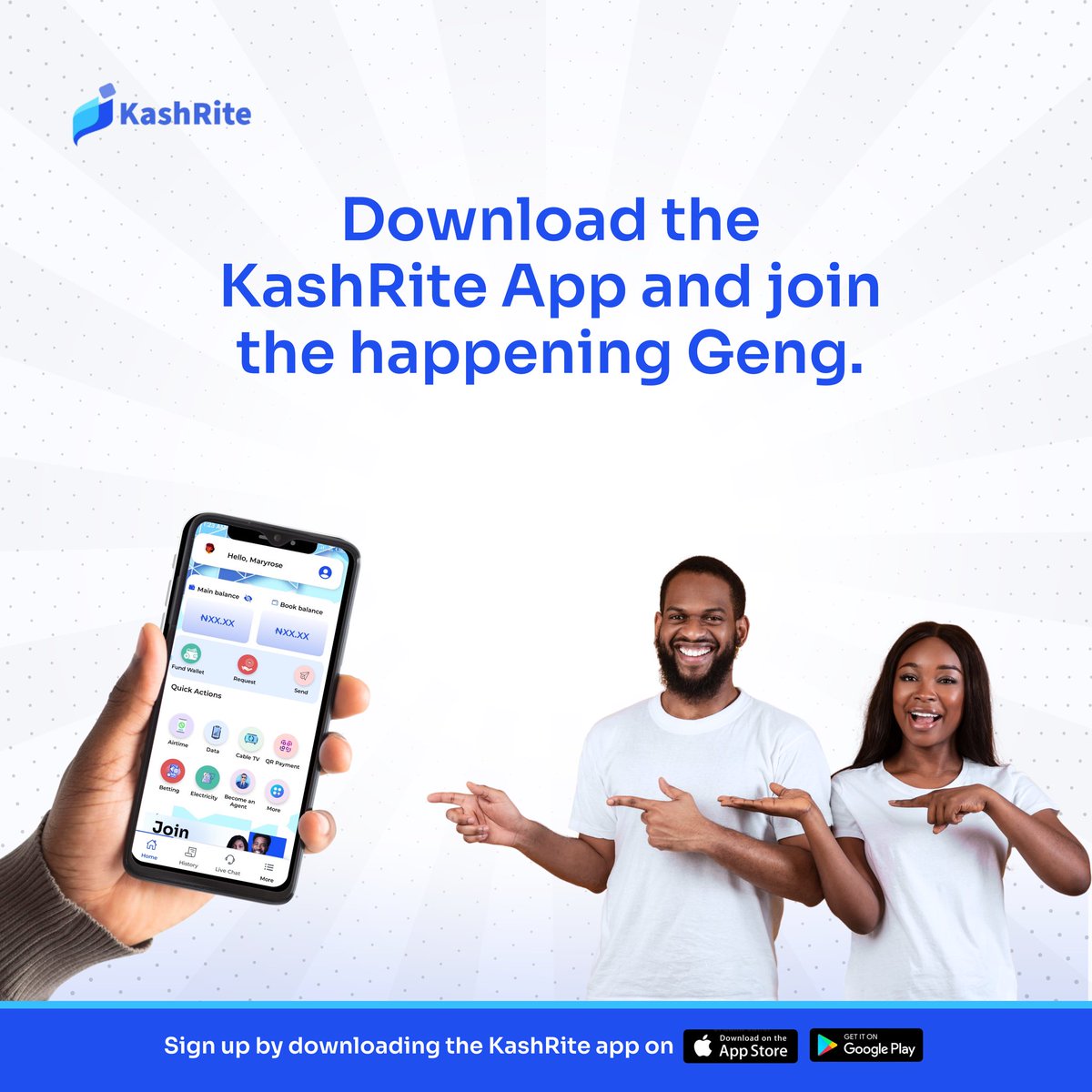 Join the happening geng and experience seamless transactions with KashRite. 

Have you tried making transactions on the KashRite app? 

Share your experience with us! 

Download KashRite on Google Play Store and App Store.

#KashRite #Digitalpayment #Onlinepayment