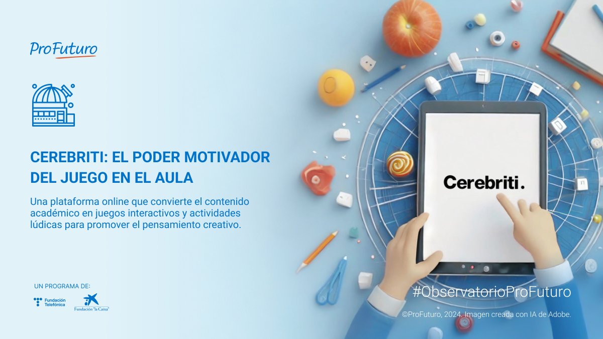 👾 ¡Descubre el poder motivador del juego y la creación de #contenidoseducativos! 📚

<a href="/rauliot/">Raul Orejas</a> fusionó ambos elementos en <a href="/Cerebriti/">Cerebriti</a>, una plataforma que ofrece miles de juegos educativos. 

¡Explórala en #ObservatorioProFuturo! 🚀👉 profuturo.education/observatorio/c…

#EducarTransforma