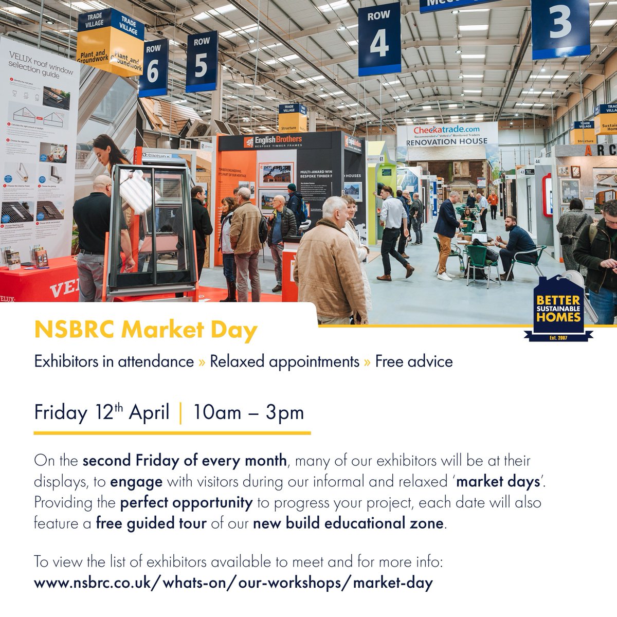 Join us for NSBRC Market Day tomorrow!

Explore a diverse range of exhibitors, get expert advice, and discover the latest innovations for your project. Jenny and the team will be there to answer your self-build questions and offer VR home walkthroughs. 

#MarketDay @nsbrc