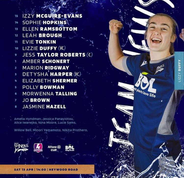 billinghamrufc's tweet photo. Congratulations to Millie Hyndman on her selection for Sale Sharks 

Ste Gordon ‘We’re super excited for Millie who’s in line to make her 1st appearance for Sale Sharks ladies this weekend. We’ve seen how hard she works first hand and if anyone deserves the opportunity it’s her. https://t.co/40AugkKsgo